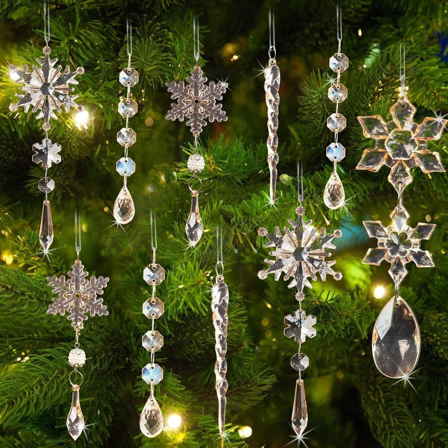 🎅🎄Winter New Year Party Supplies Set - Crystal Snowflake Ornaments For Christmas Tree