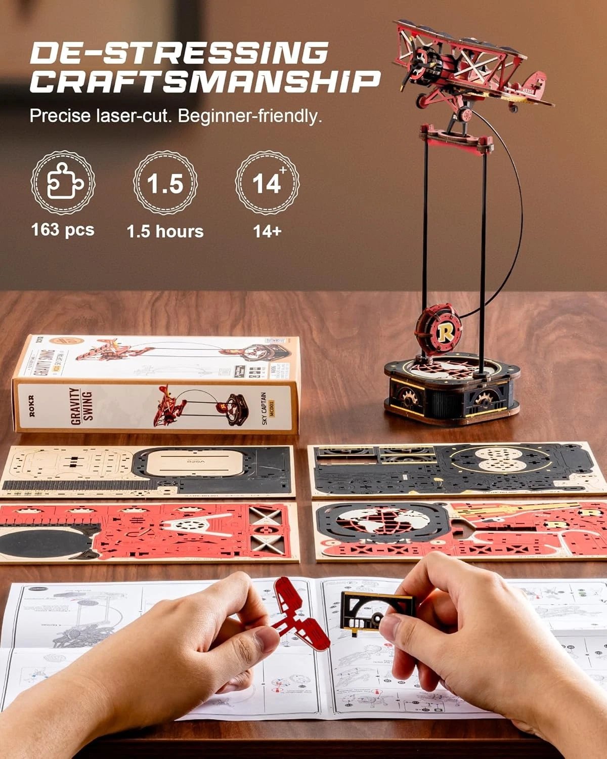 DIY Wooden Puzzle Gravity Swing Pendulum Toy Set