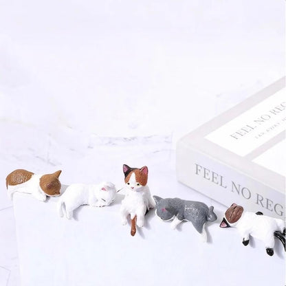 5-Piece Mini Resin Cat Figurines - Cute Cartoon Desk Decor