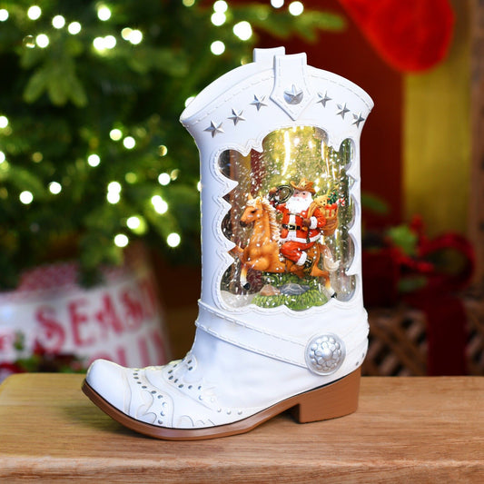 🎄✨ Cowboy Boot Glitter Spinner – Festive Holiday Decor ✨🤠